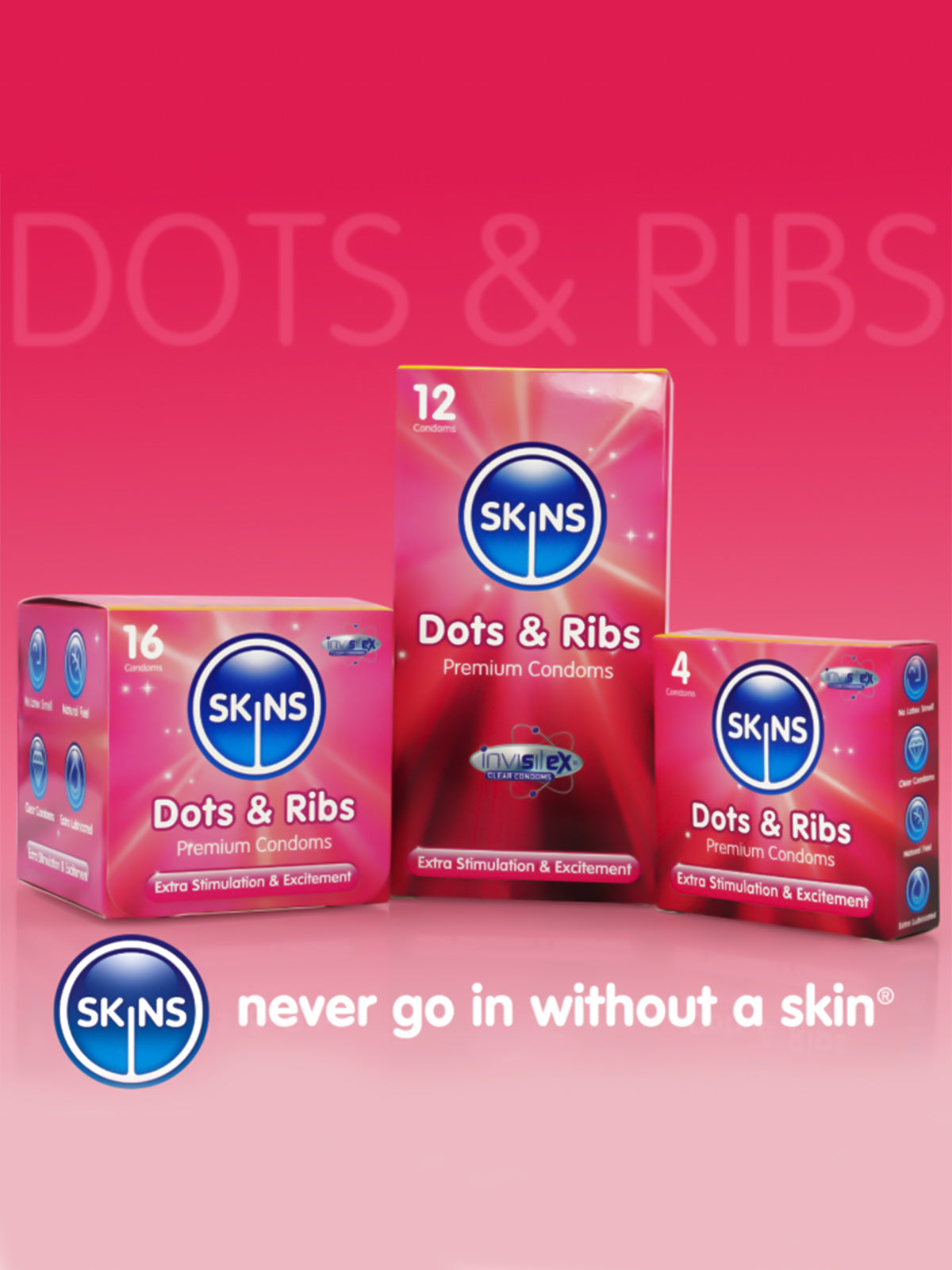 Skins (UK) Condoms Dots & Ribs 8 Pack