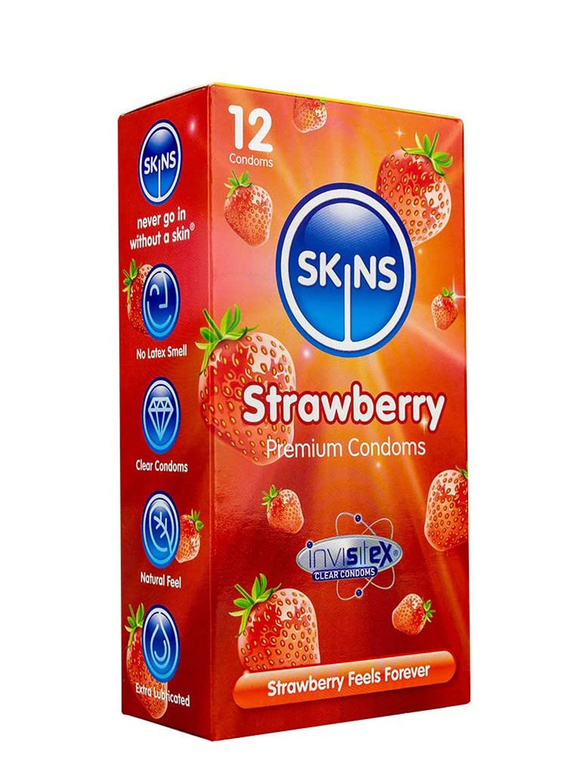 Skins (UK) Strawberry Condoms - 12 Pack.
