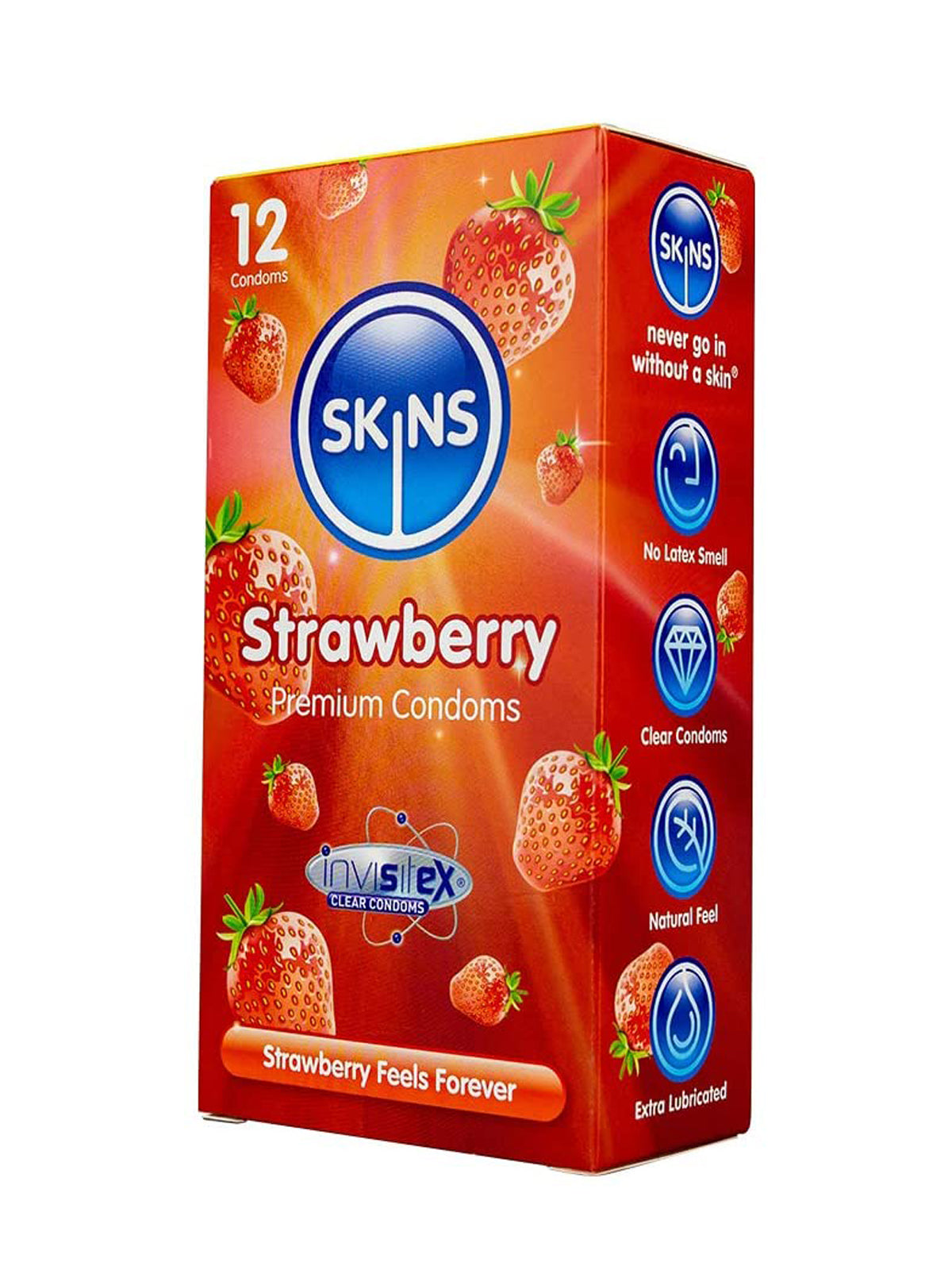 Skins (UK) Strawberry Condoms - 12 Pack.