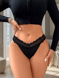 Black Lace Bow Thong