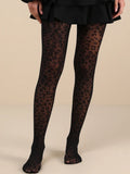 Black Sheer Leopard Pantyhose