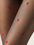 Red Hearts Sheer Pantyhose