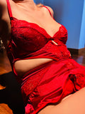Rosalie Garter Glam Set - Red