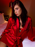 Tia Silky Robe - Red