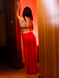 Yasmin Sheer Maxi Slip - Red