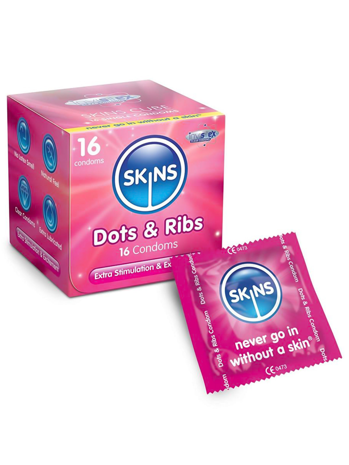 Skins (UK) Condoms Dots & Ribs - 16 Pack