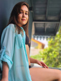 Summer Beach Shirt Dress - Green
