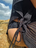 Raven Knit Drawstring Beach Cover-Up