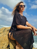 Raven Knit Drawstring Beach Cover-Up